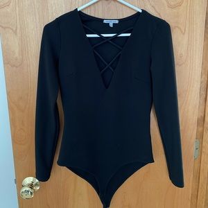 Black cross bodysuit